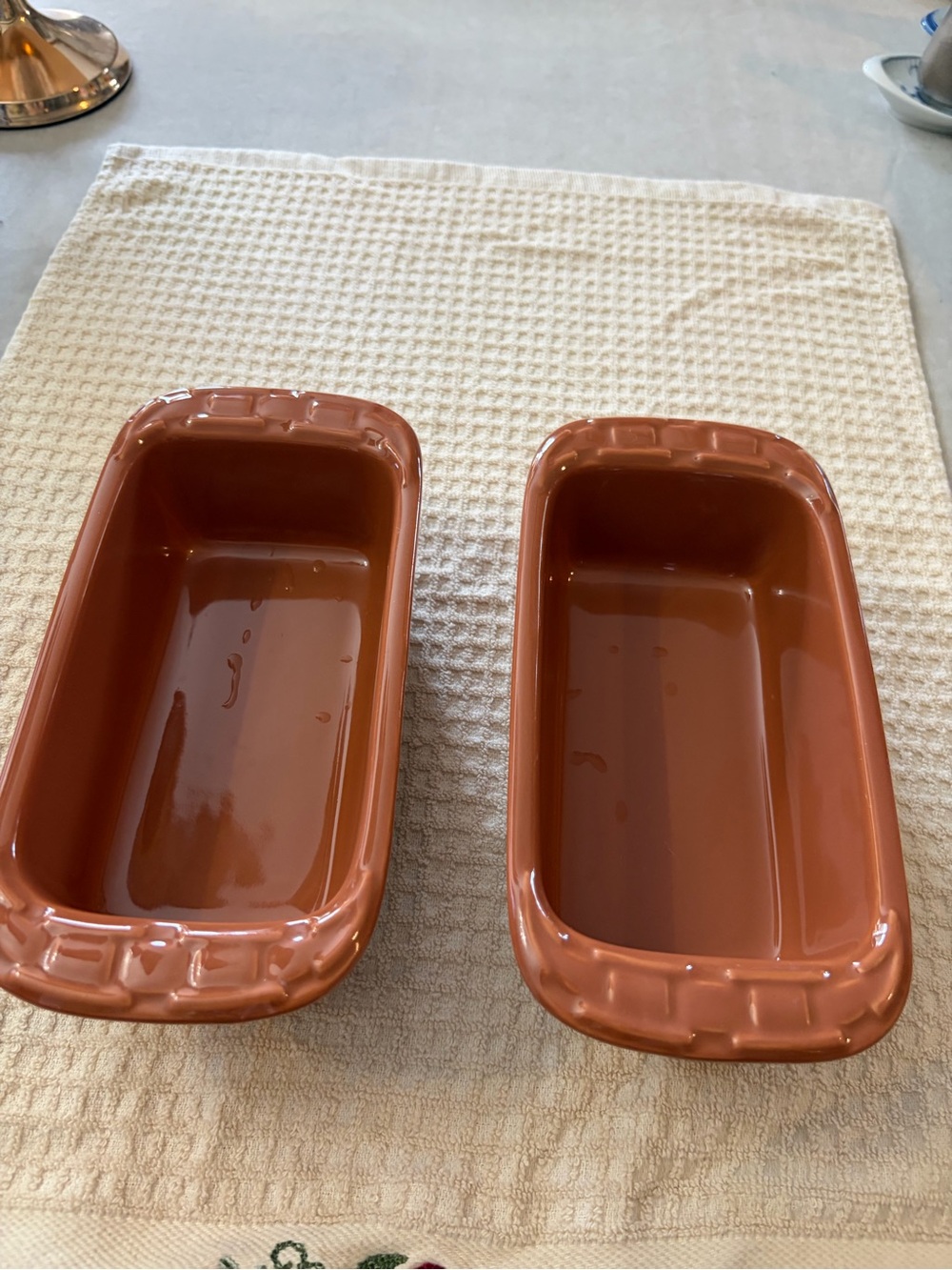Longaberger Terracotta Ceramic Loaf Pans - Set of 2